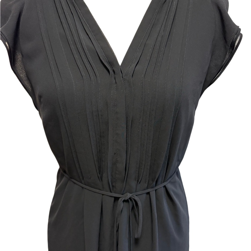 H&M Black Chiffon Button Bodice Ruffle Sleeve Dress - 4